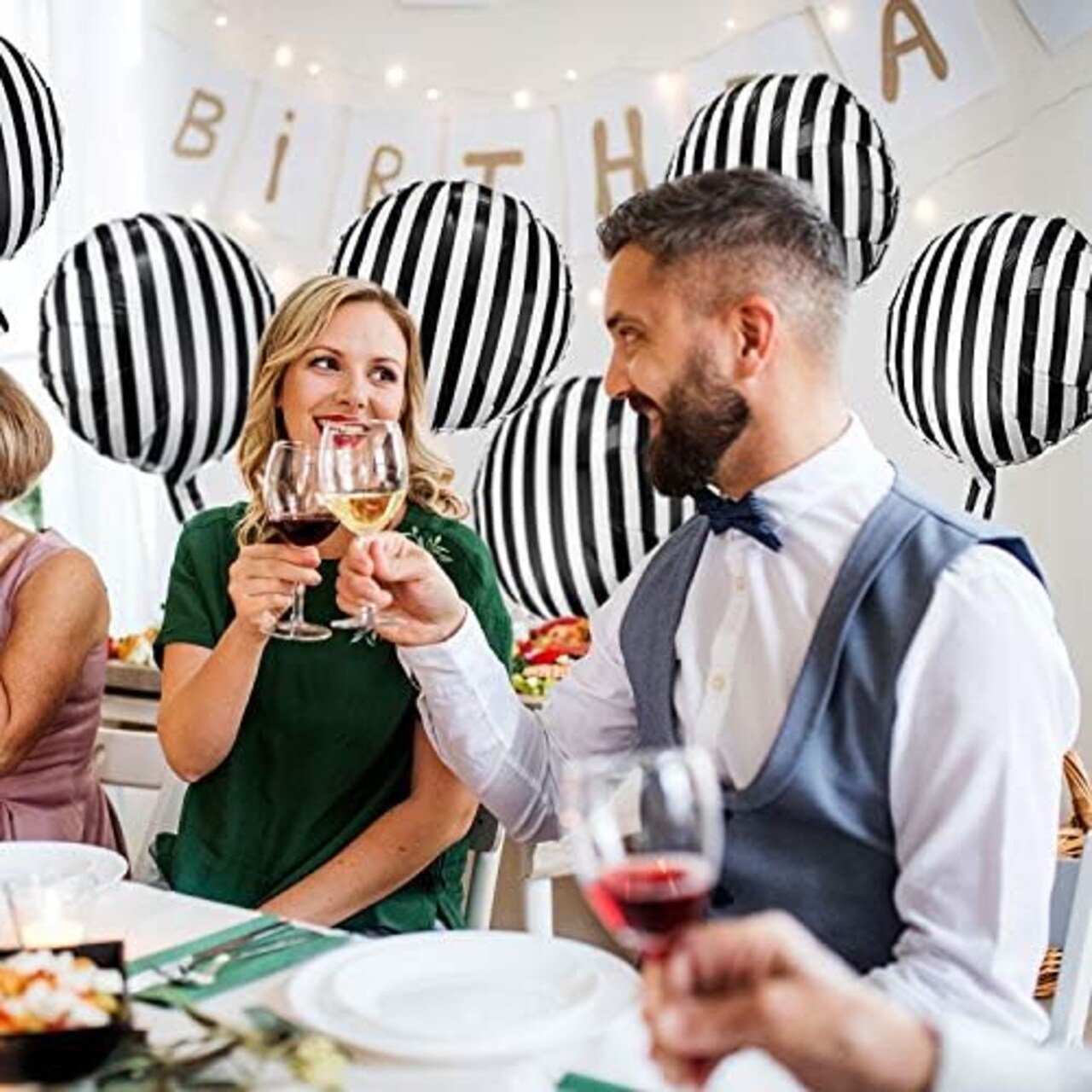 Black and White Striped Balloons Decoration Foil Balloons Aluminum Helium Balloons for Birthday Party